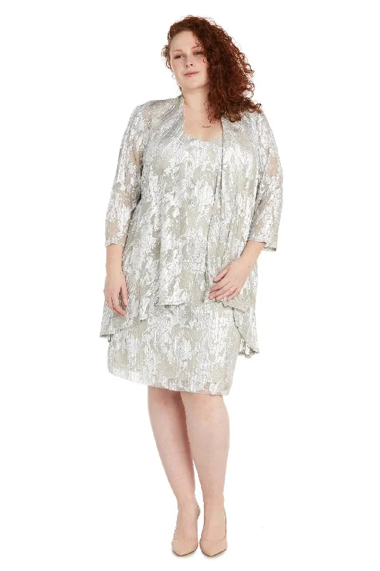 R&M Richards 1180W Plus Size Short Metallic Jacket Dress