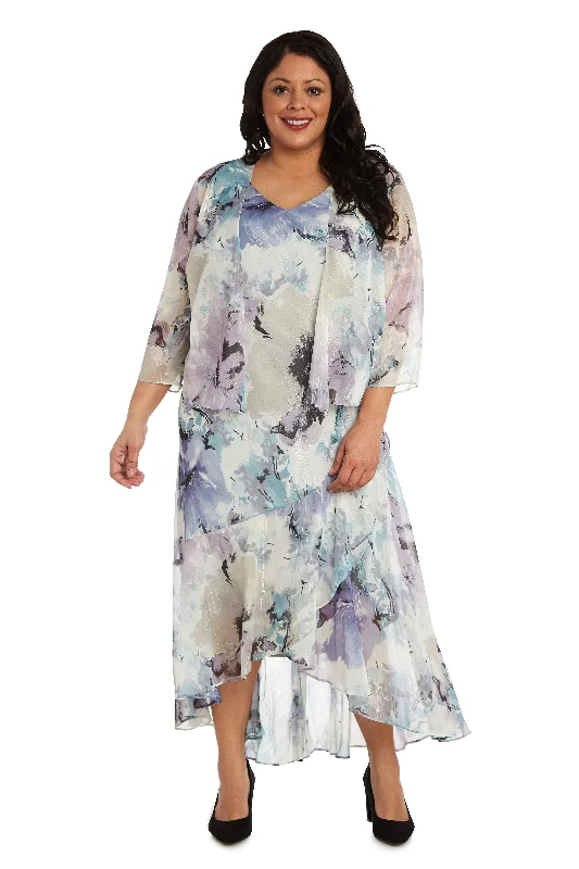 R&M Richards 7763W Plus Size High Low Jacket Dress