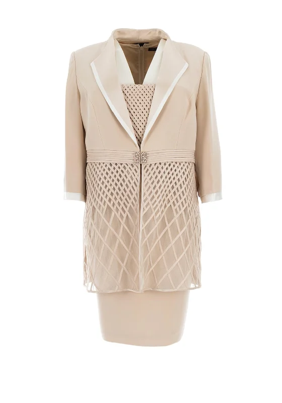 Veni Infantino Mesh Detail Size 24 Occasion Dress and Jacket, Almond Ivory