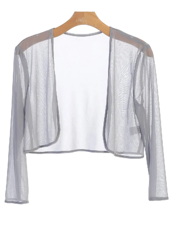 Silver 4XL Chiffon Formal Bolero Evening Jacket Sale