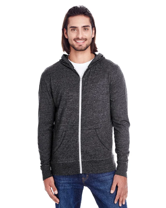 Threadfast Apparel Unisex Triblend Full-Zip Hoodie | Black Triblend