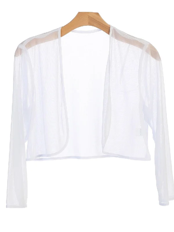 White 3XL Chiffon Formal Bolero Evening Jacket Sale