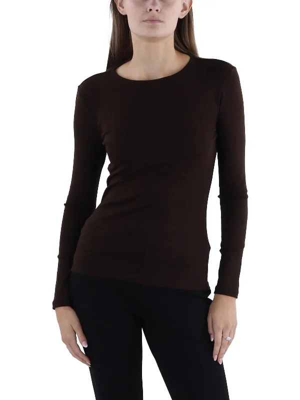 Womens Crewneck Long Sleeve Pullover Top Ruffle Sleeve Feminine