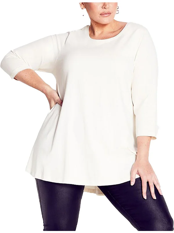 Womens Crewneck Tunic Pullover Top Boat Neck Sweater