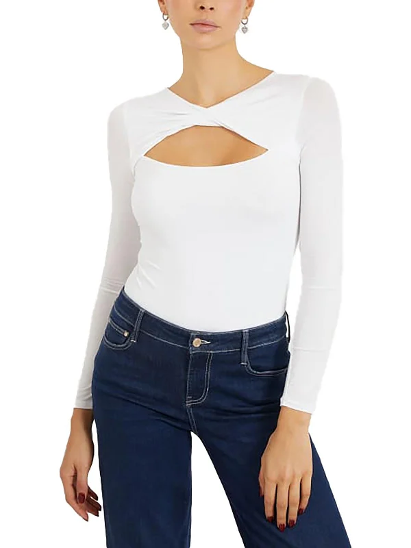 Womens Cut Out Long Sleeves Pullover Top Tight Sleeve Top