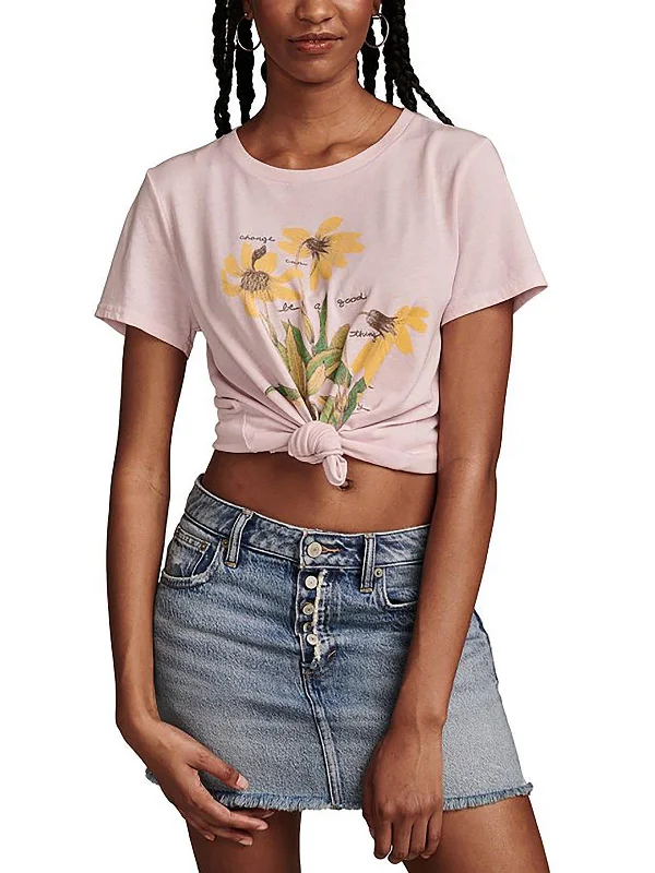Womens Graphic Short Sleeves Pullover Top Crew Neck Wool