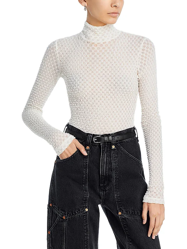 Womens Lace Long Sleeves Pullover Top Slim Sleeve Pullover
