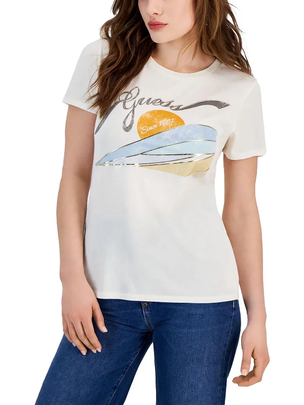 Womens Logo Rainbow Pullover Top Flare Sleeve Stylish