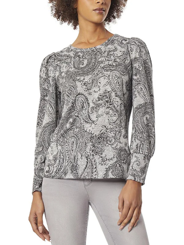 Womens Metallic Printed Pullover Top Turtleneck Warm Pullover