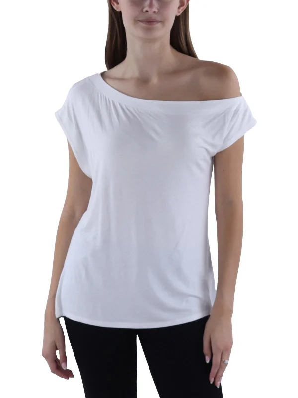 Womens Off The Shoulder Shirt Pullover Top Oblong Neck Pullover