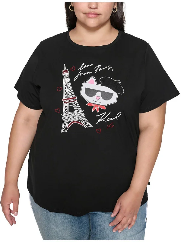 Womens Paris Casual Pullover Top Jewel Neck Pullover