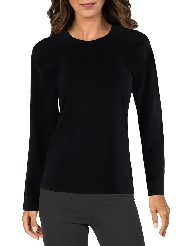 Womens Puff Shoulder Crewneck Pullover Top Boat Neck Sweater