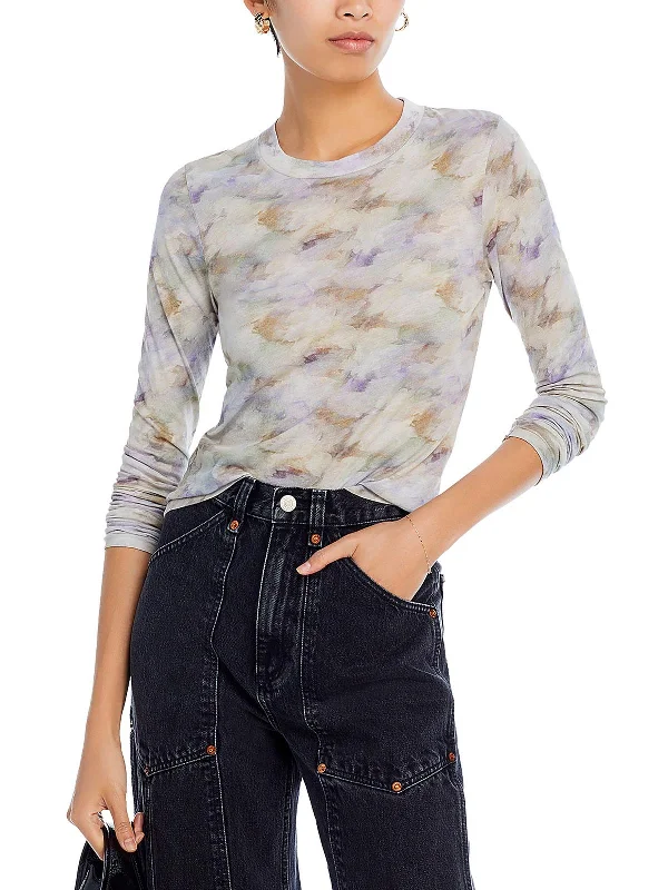 Womens Top Tee Pullover Top Ruffled Neck Pullover