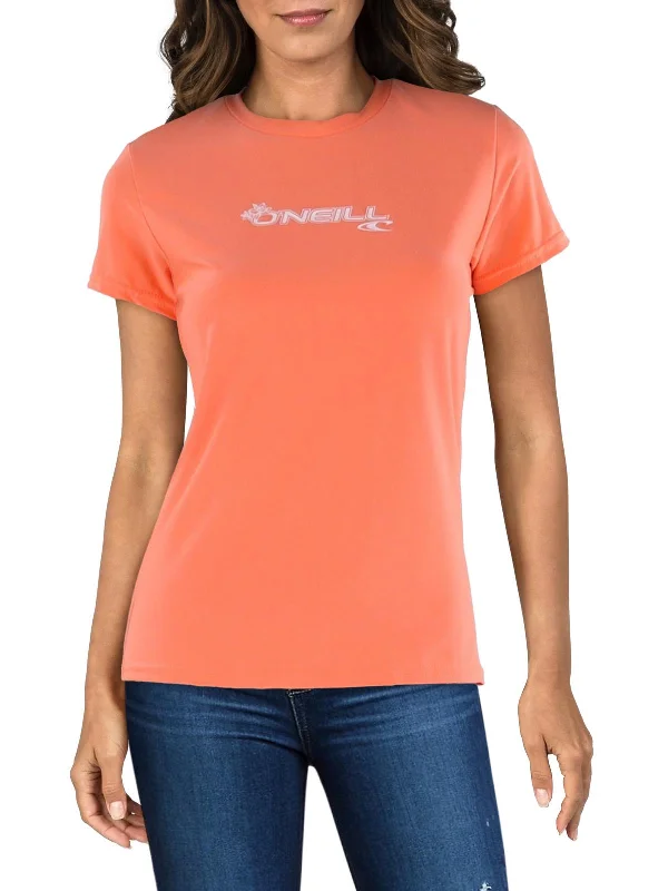 Womens UPF50 Crewneck Pullover Top Asymmetrical Hem Sweater