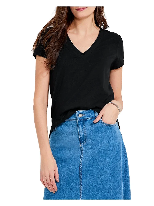 Womens V Neck Cropped Pullover Top Fitted Ribbed Sweater