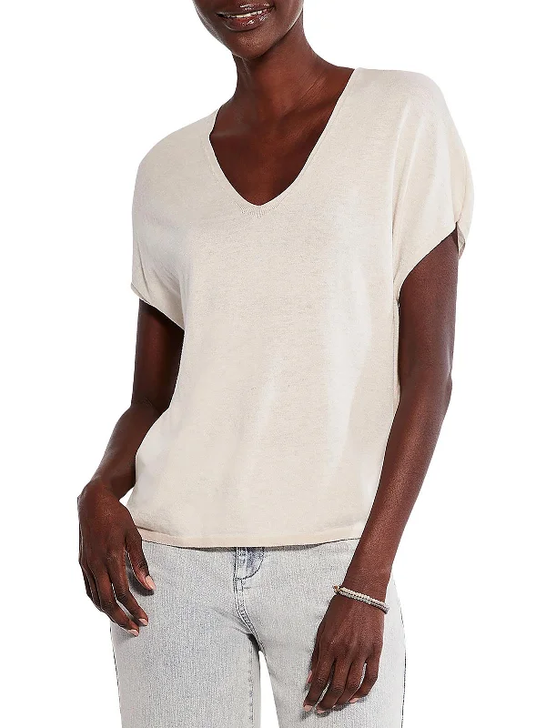 Womens V Neck Sweater Pullover Top Shawl Collar Sweater
