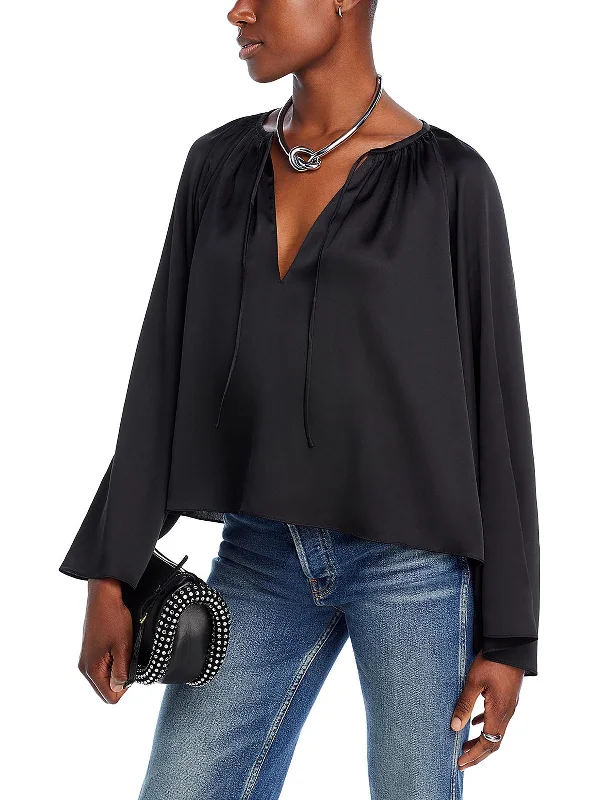 Womens V-Neck Top Pullover Top Angora Wool Cozy