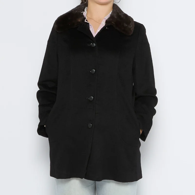 Fur Collared 3/4 Coat - L Lightweight Windbreaker