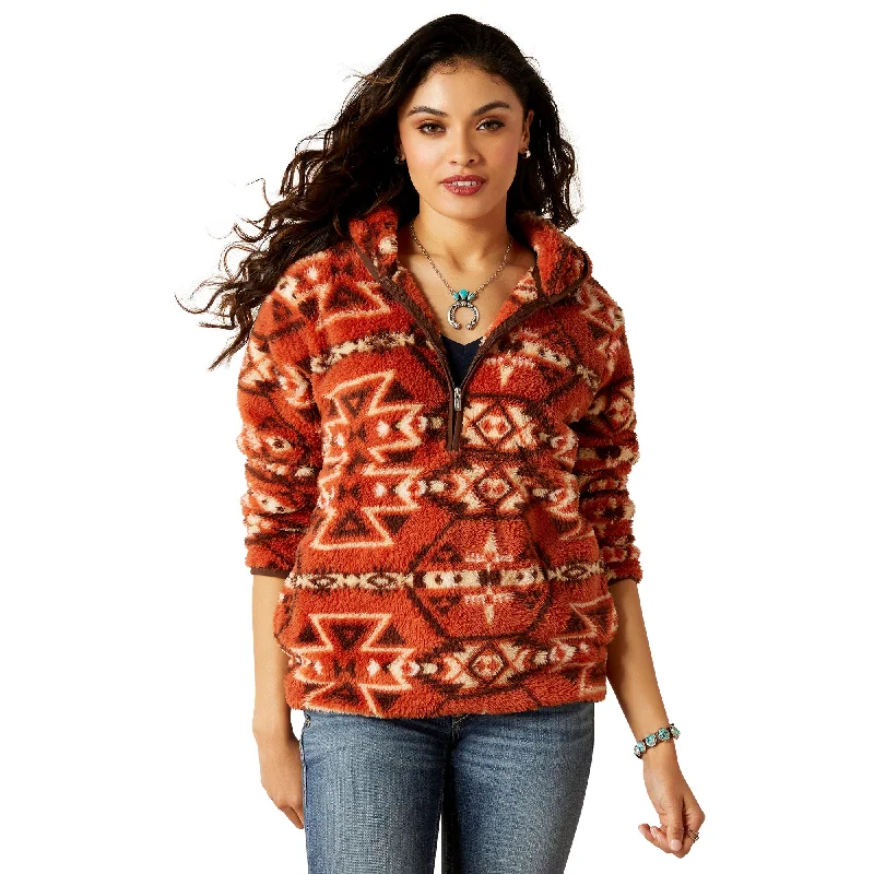 Ariat Ladies R.E.A.L™ Berber Burnt Brick Aztec Print Pullover 10046133