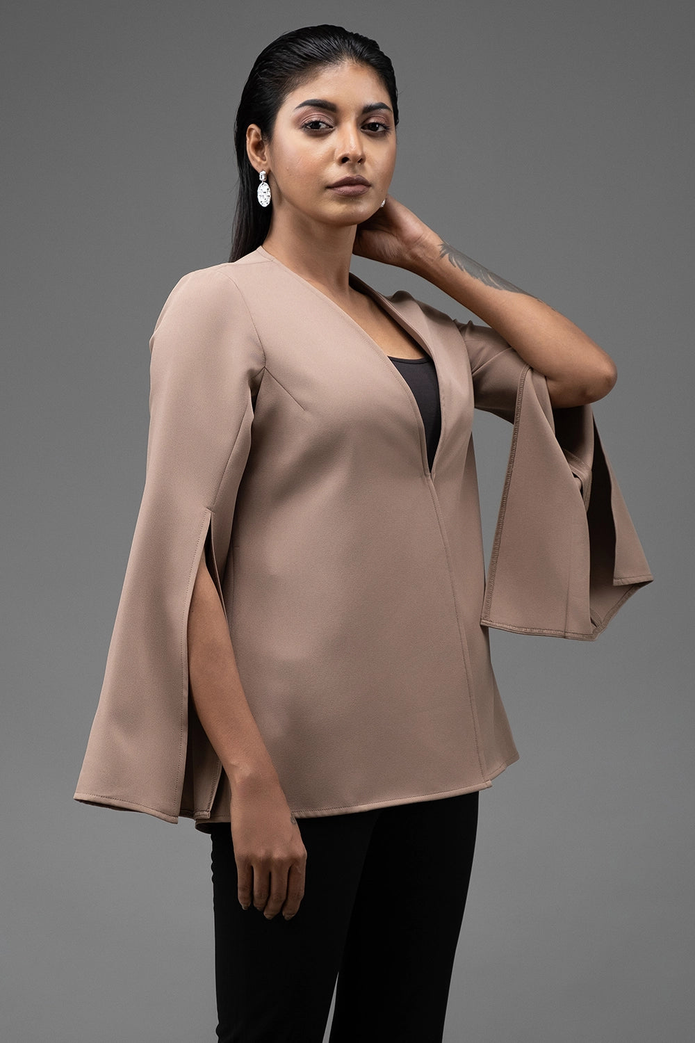 Cape Sleeved Coat Long Hooded Anorak