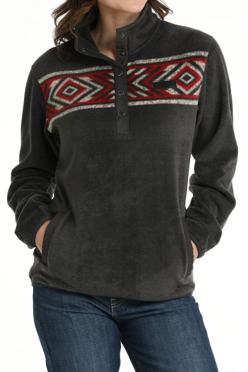 Cinch Women's Charcoal Aztec Fleece Pullover