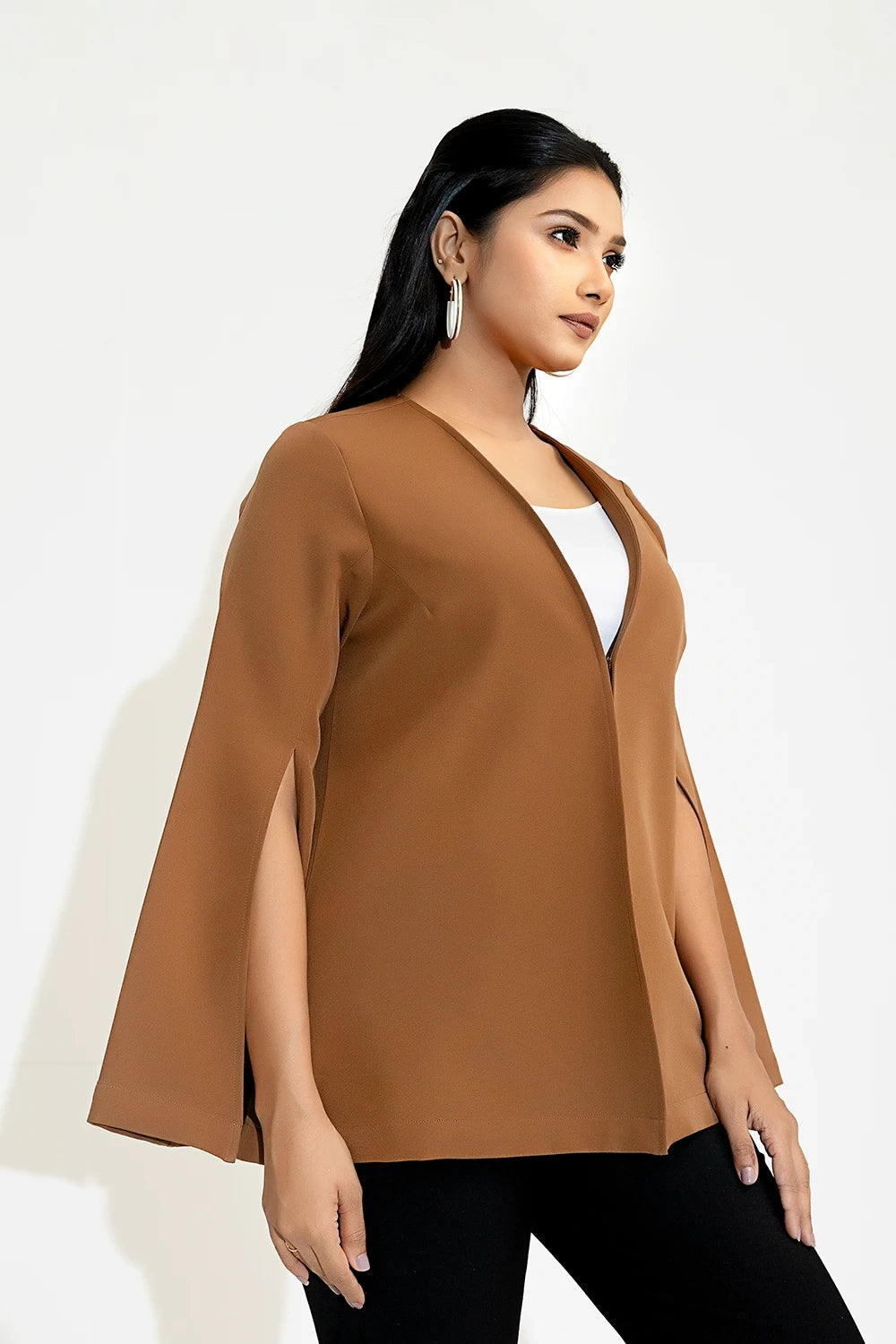Cape Sleeve Semi-Formal Coat Suede Fringe Jacket