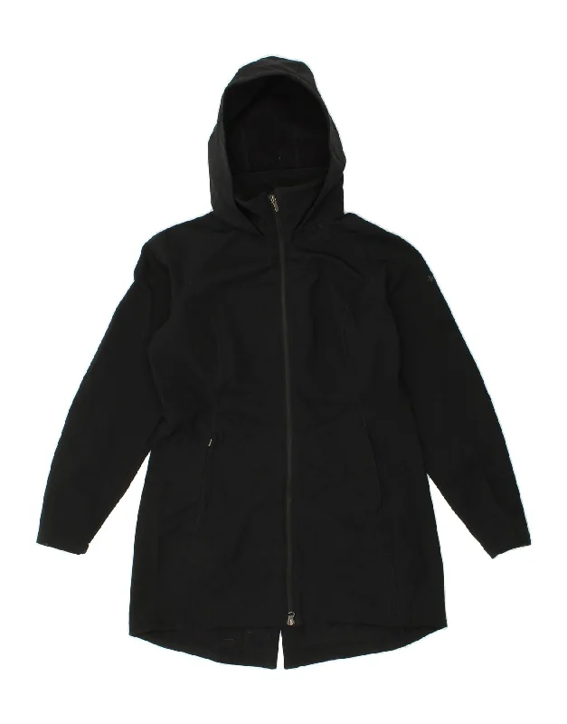 COLUMBIA Womens Hooded Windbreaker Coat UK 14 Medium Black Polyester Elegant Wool Jacket
