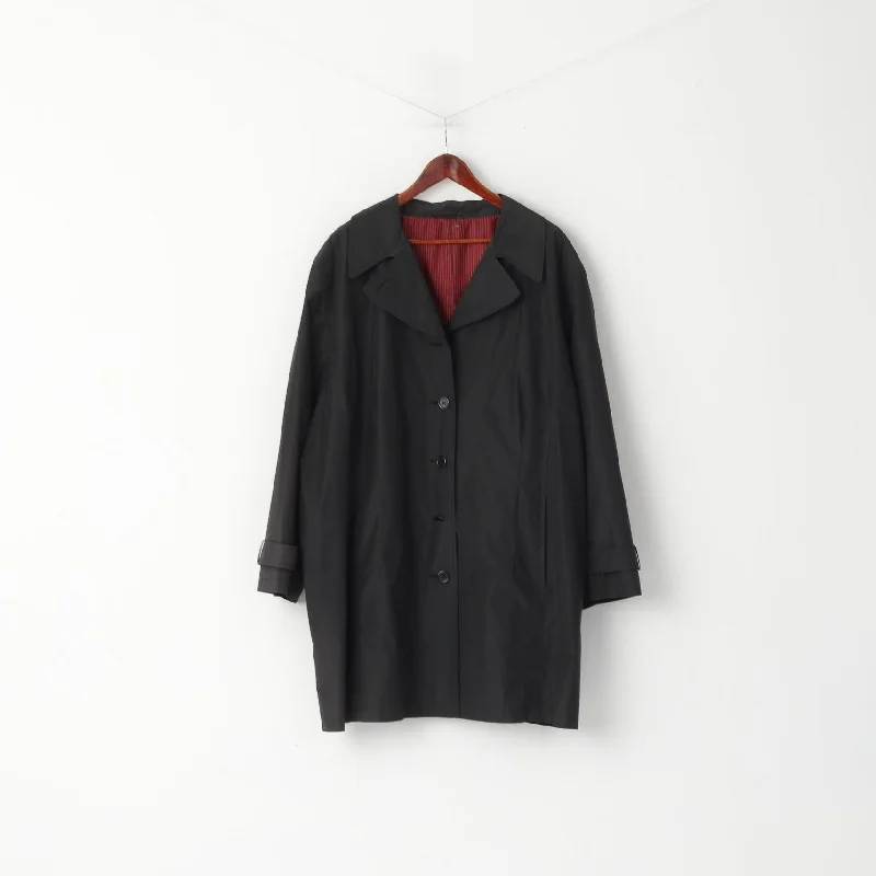 Vintage Women 3XL Coat Black Single Breasted Lightweight Buttoned Classic Top Ultra-Light Down Coat