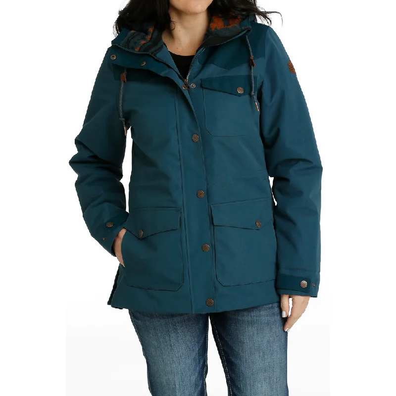 Cinch Womens Barn Coat-Teal Elegant Satin Bolero