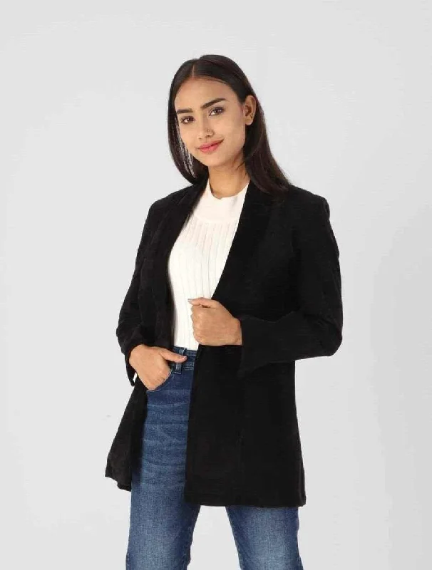Cord Semi Long Coat Hooded Puffer Anorak