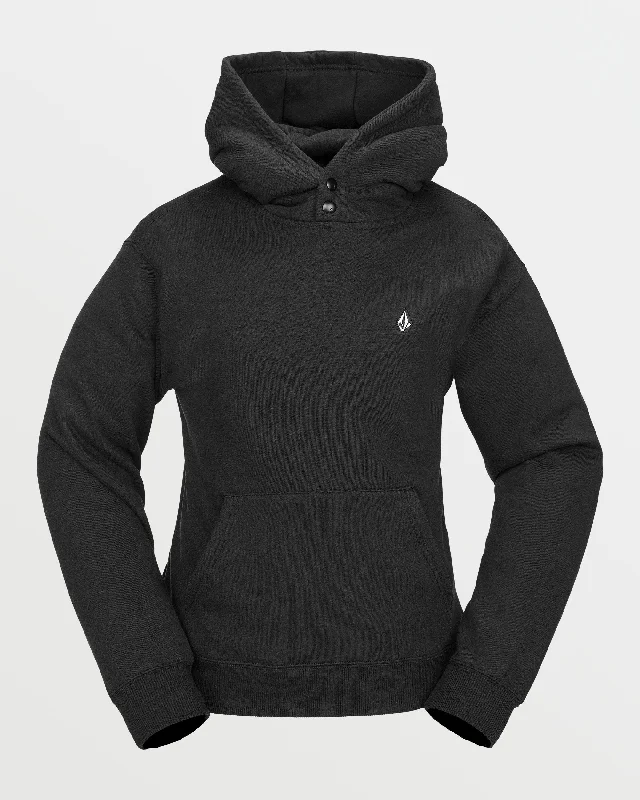 Womens Costus Pullover Fleece - Black Oversized Cozy Pullover