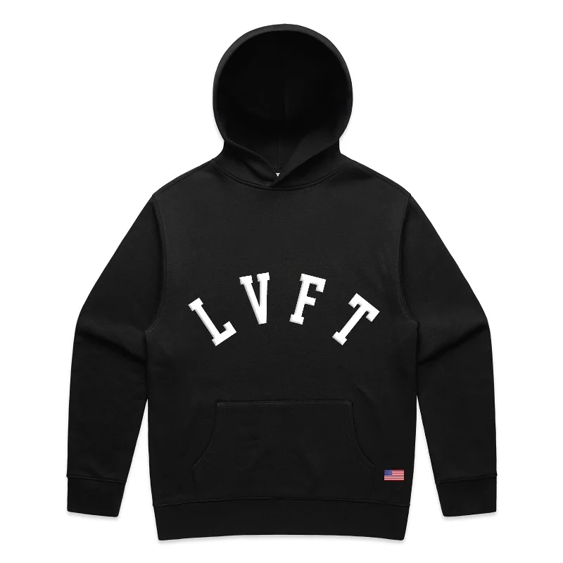 Varsity Crew Pullover Hoodie - Black