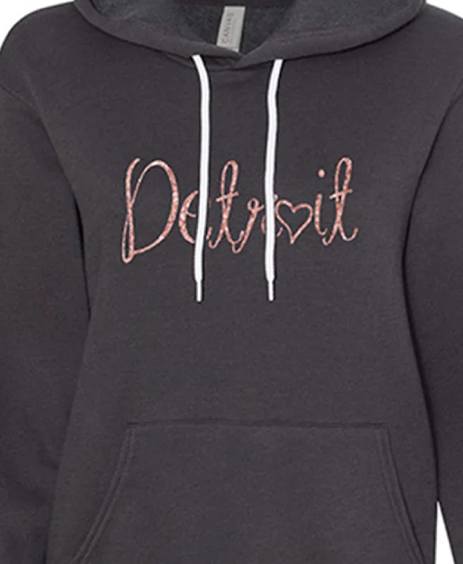 Detroit Rose Gold Script Dark Grey Pullover Turtleneck Warm Pullover