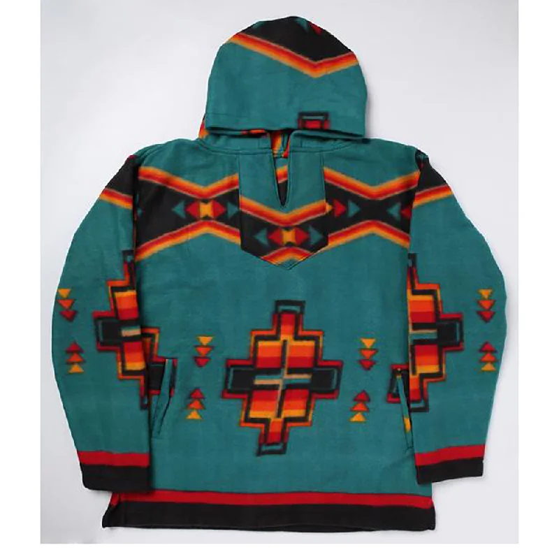 Teal Unisex Aztec Fleece Pullover Hoodie