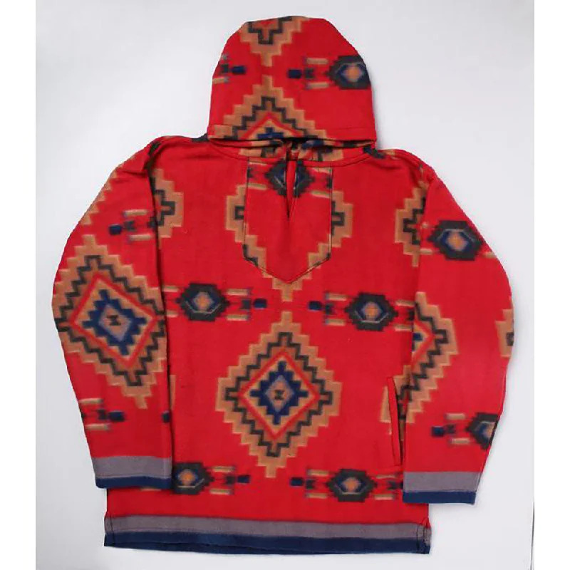 Red Unisex Aztec Fleece Pullover Hoodie