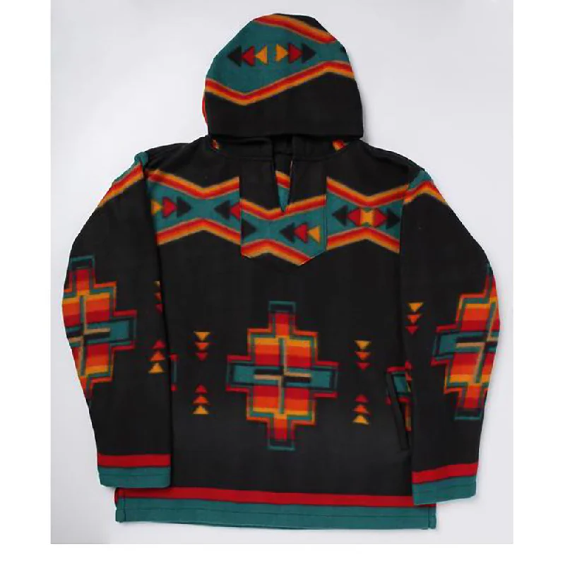 Unisex Black Aztec Fleece Pullover Hoodie