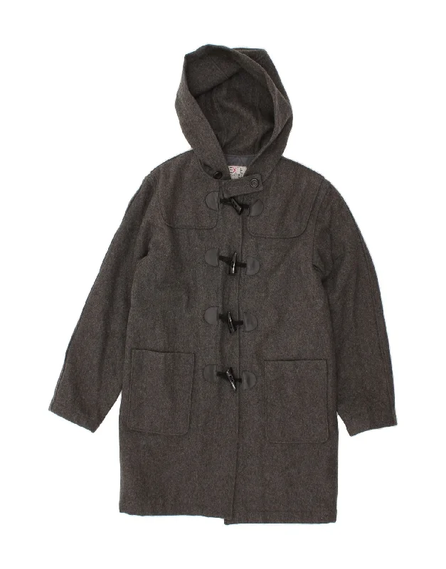 EXTE Womens Hooded Duffle Coat UK 18 XL Grey Wool Velvet Evening Cape