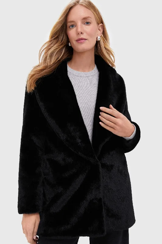 Faux Fur Mid Length Coat Warmth-Enhanced Parka
