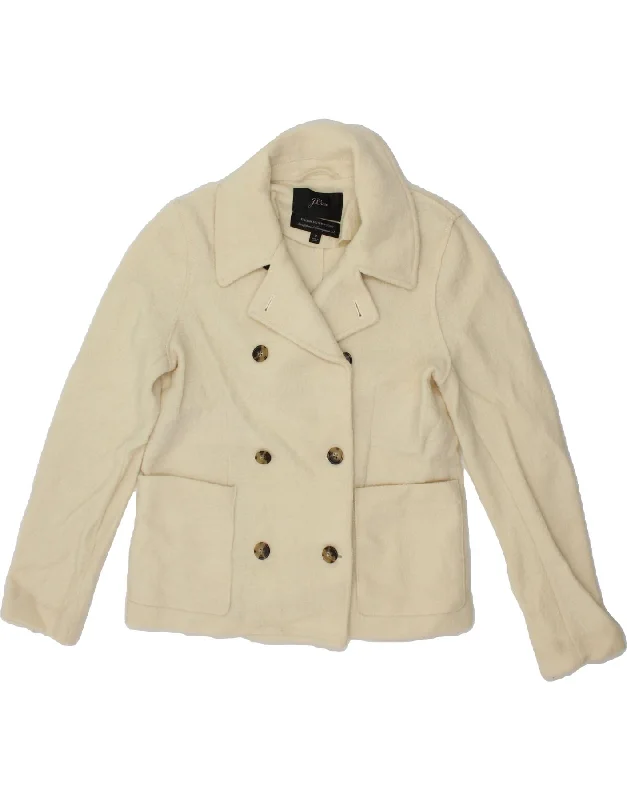 J. CREW Womens Pea Coat US 8 Medium White Wool Boho Fringe Cardigan