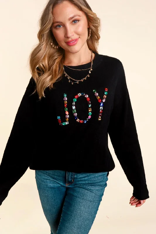 JOY JEWEL BEADED LONG SLEEVE PULLOVER SWEATER