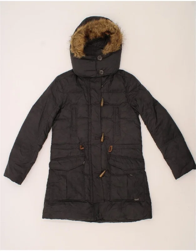 LEVI'S Womens Hooded Padded Coat UK 6 XS Grey Polyester Hooded Parka Coat