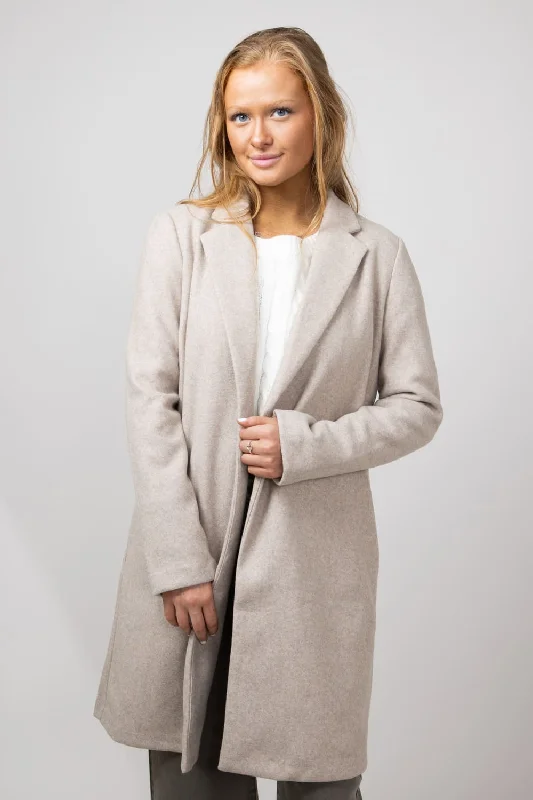 Love Tree Long Coat for Women in Oatmeal | J8195-OATMEAL