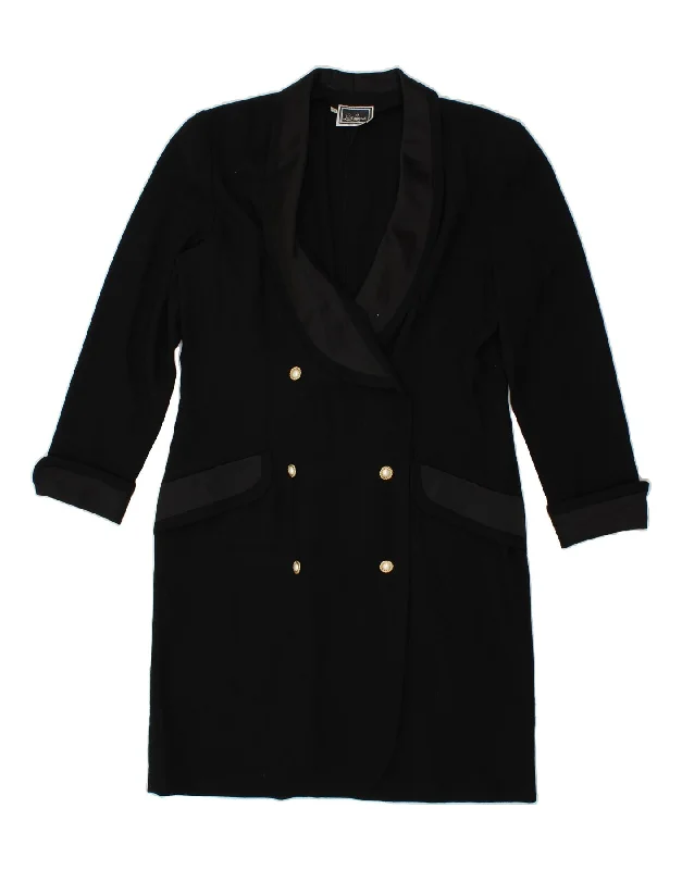 LUISA SPAGNOLI Womens Double Breasted Coat IT 50 XL Black Fleece Lined Windbreaker