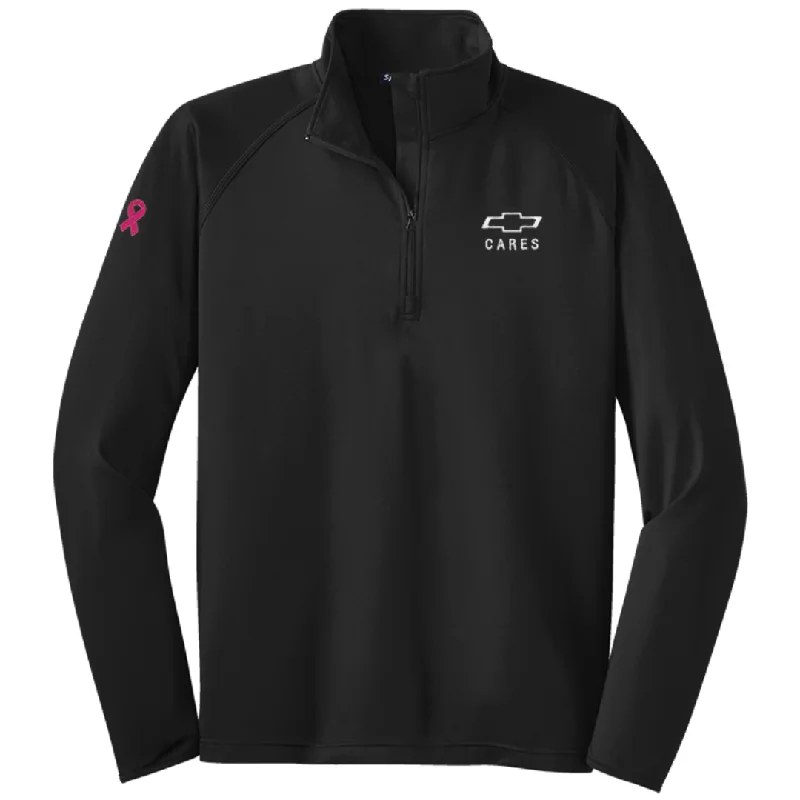 Men's Chevy Cares Black Half Zip Pullover Seamless Knit Pullover