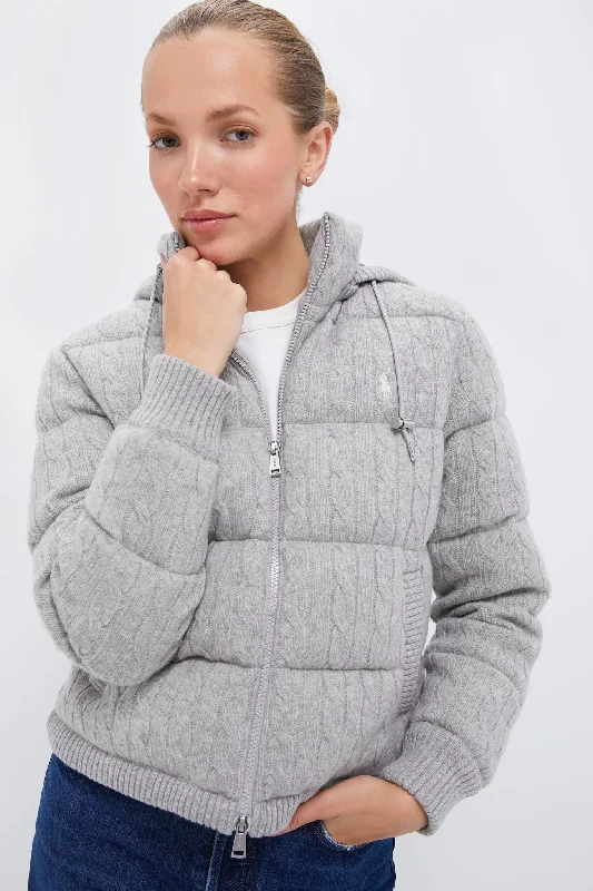 New Heather Grey Wool Cashmere Blend Insulated Coat Polished Tailored Coat