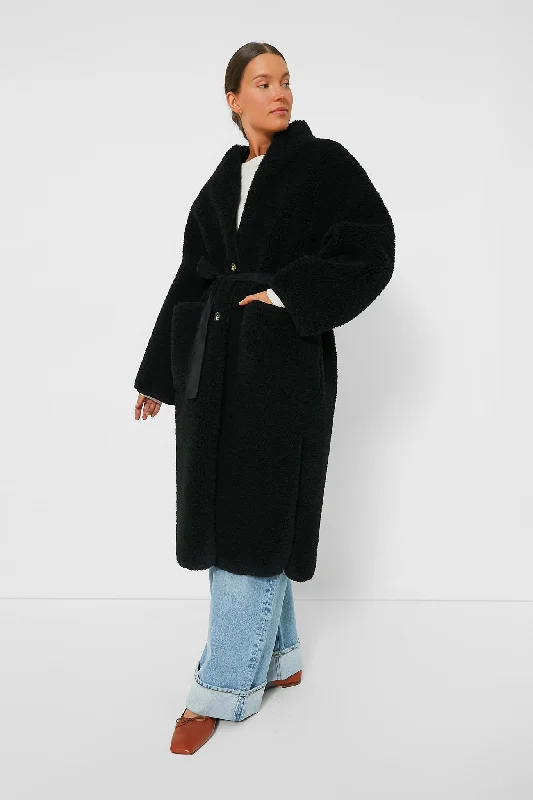 Noir Bachir Coat Luxe Satin Long Coat