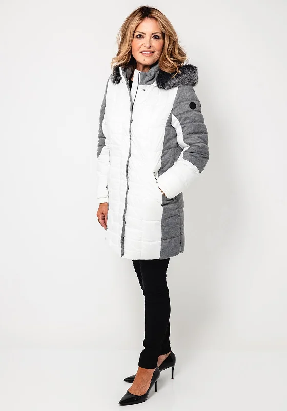 Normann Contrast Hooded Padded Coat, White