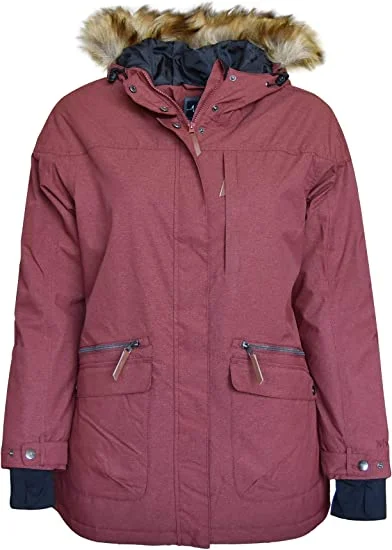 Pulse Women's Plus Size Extended Insulated Ski Parka Societe Coat Vintage Suede Jacket