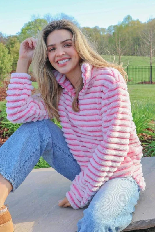 Simply Southern Luxe Quarter Zip Pullover for Women in Candy Pink | PP-0224-PULL-LUXE-CANDY