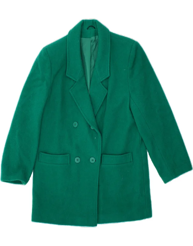 ST. BERNARD Womens Double Breasted Coat UK 12 Medium Green Wool Plaid Checkered Coat